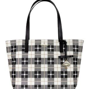 Kate Spade Hawthorne Lane Plaid Ryan Large Shale Black White Gingham Tote